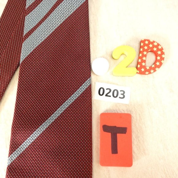 TAKASHIMAYA Men's Red Wine Light Blue Striped Neck Tie Business Classic Textured - Picture 12 of 13